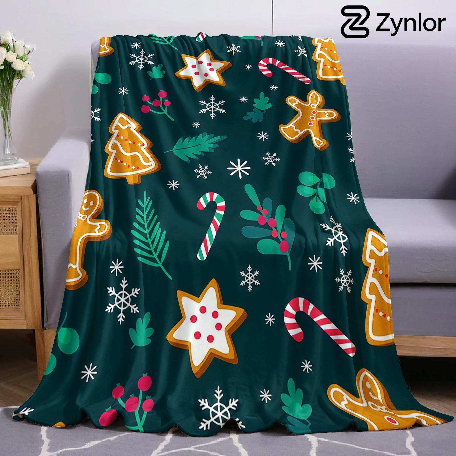 Gingerbread Mix Ultra Soft Sherpa Fleece Blanket Fluffy Warm Thick Throw for Sofa Bedroom Couch Holiday Home Decor Gift