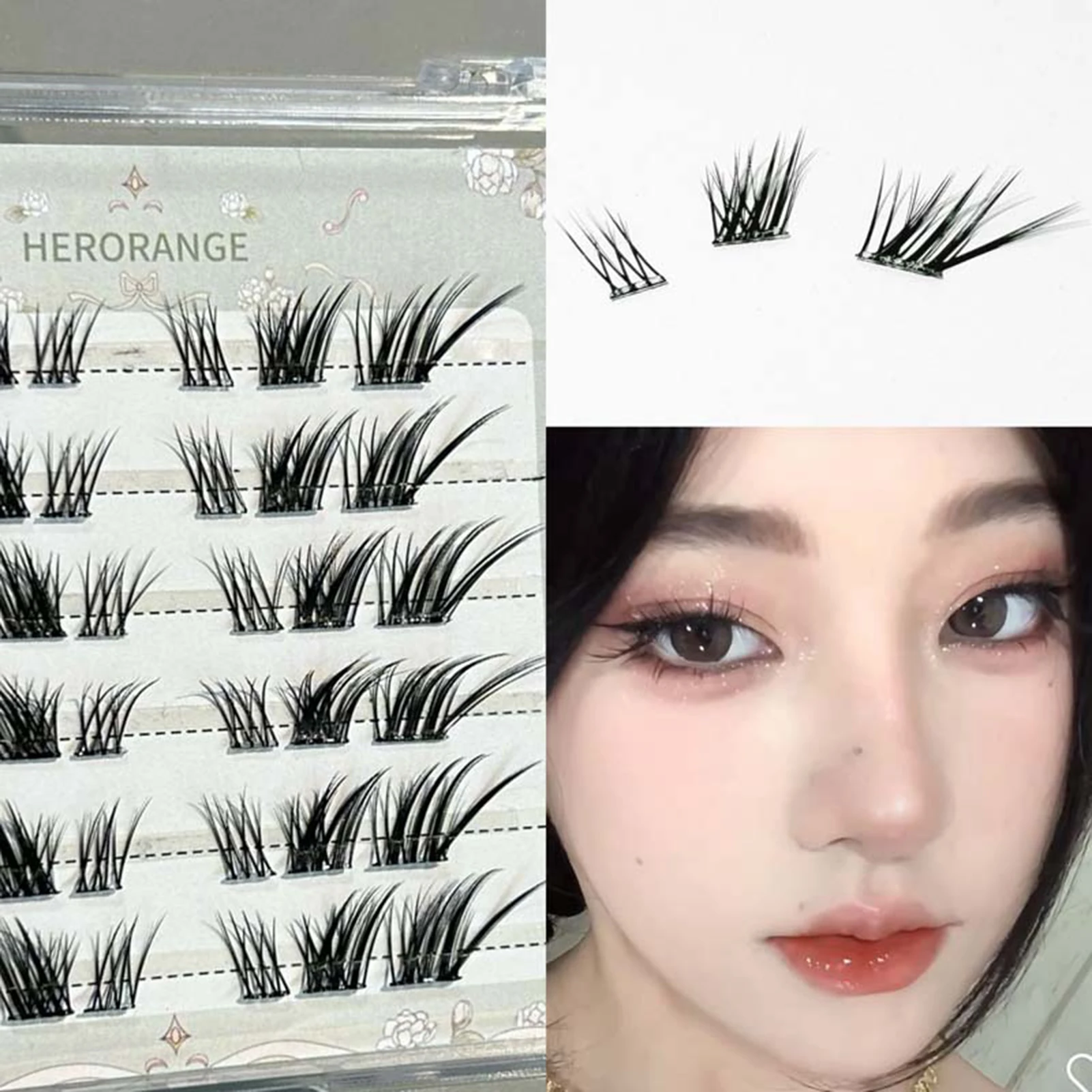 6 Reihen, kleberfrei, natürliche Manga-Falsche Wimpern, Cluster, weiche, individuelle Anime-Wimpernverlängerung, vergrößern Sie Ihre Augen für Arbeit, Reisen