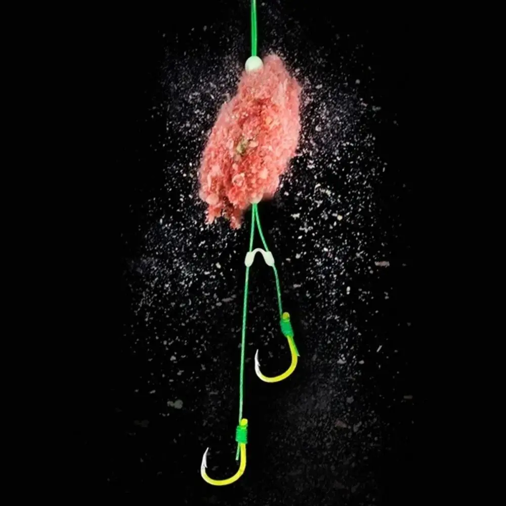 

5pcs Anti-winding Carbon Steel Fishing Hooks Carbon Steel Green Double Barbed Hooks 8#-13# 2 Hooks Anti-tangle Fish Hooks