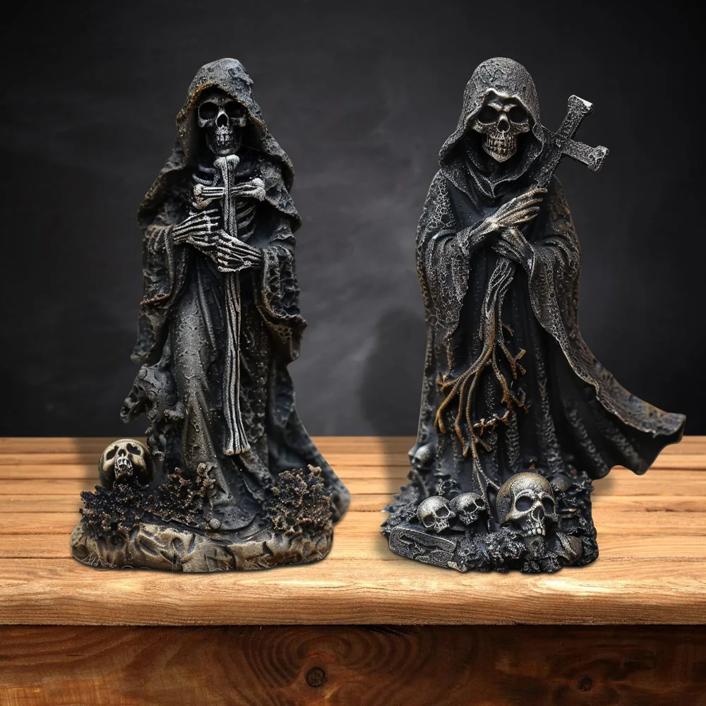 Devil Descent Decorative Figurine Gothic Resin Figurine Black Horror Robe Halloween Sculpture The Creeper Reaper Novelty
