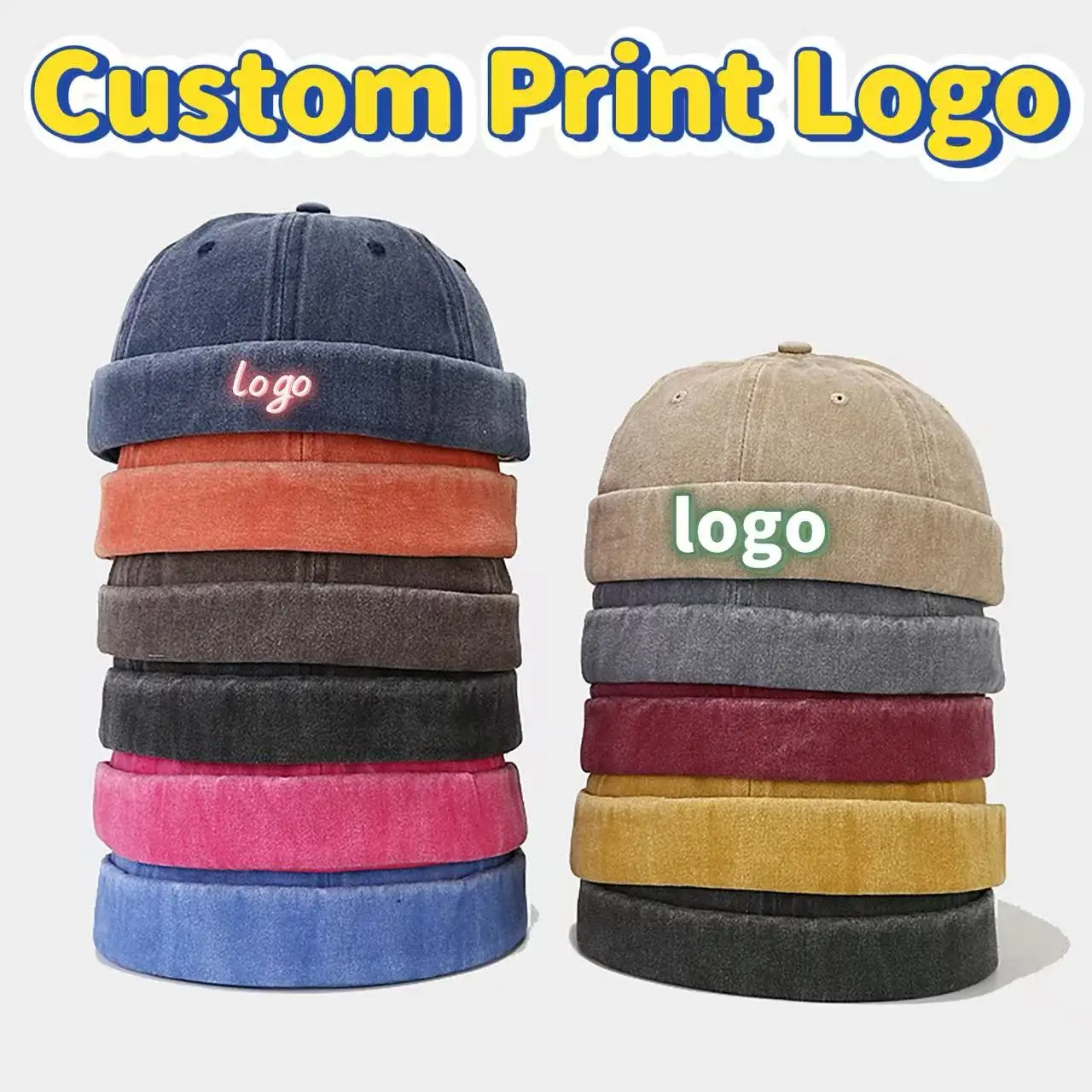 Customized Printed Logo Washed Cotton Melon Skin Hat Men's Street Hip-Hop Soft Top Cap Women's Versatile All Season Landlord Hat