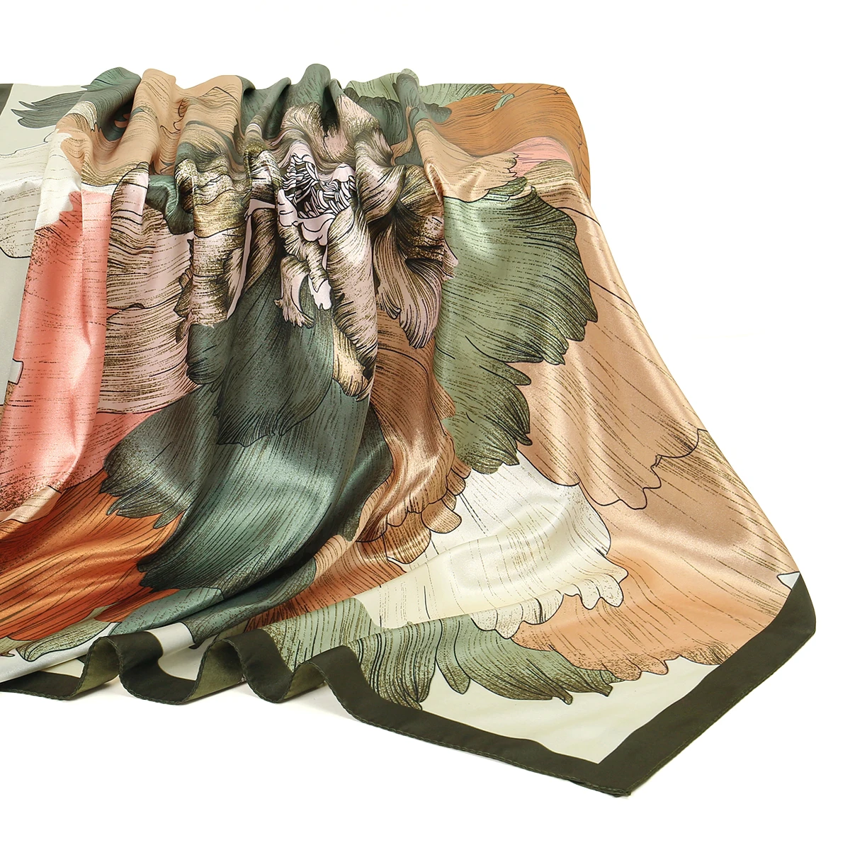 90*90 ซม.ซาตินผ้าไหมผ้าพันคอผู้หญิงแฟชั่น Kerchief คอ/ผมผ้าพันคอผ้าพันคอผ้าเช็ดหน้าดอกไม้พิมพ์ Headscarf