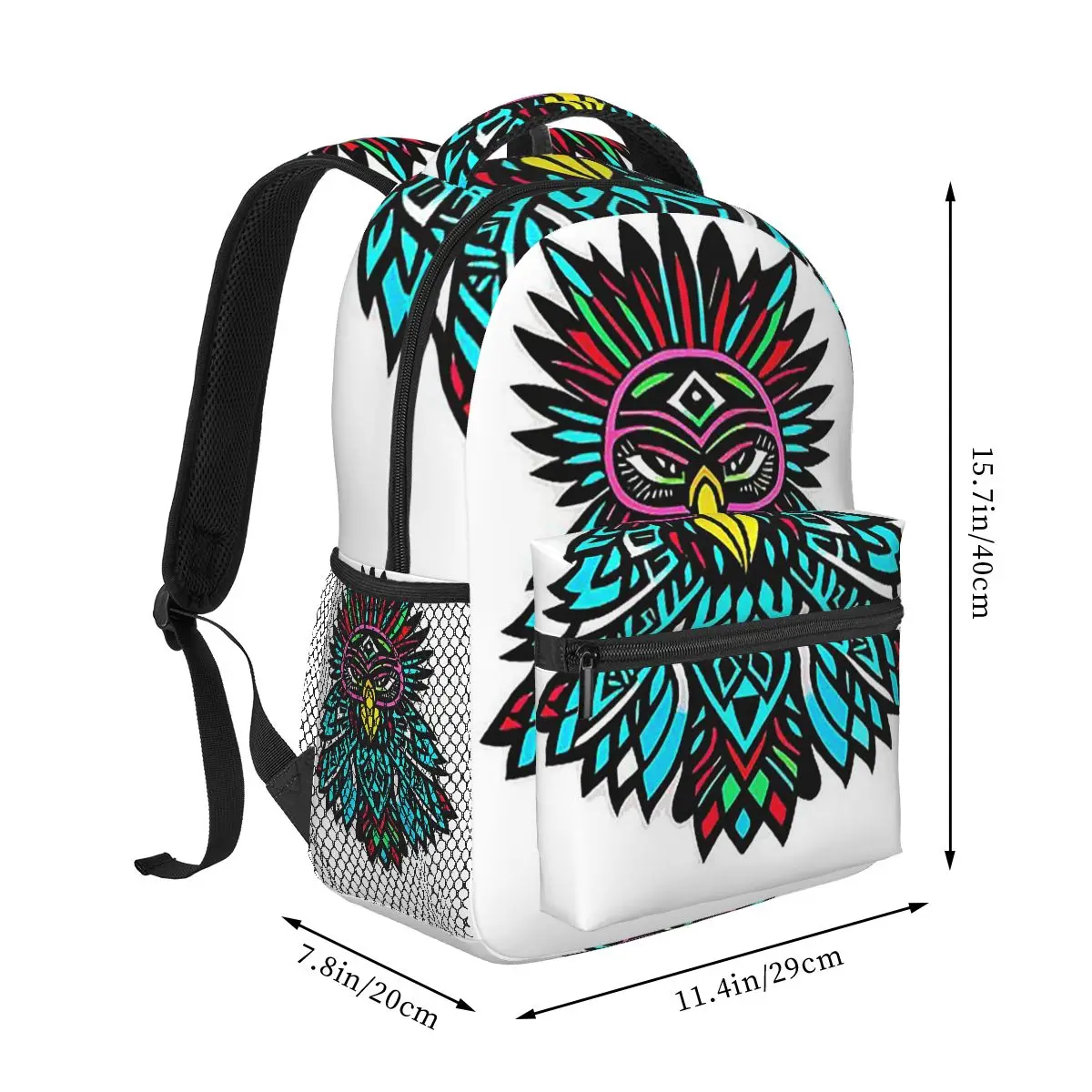 Native Mandala Owl อเมริกันกระเป๋าเป้สะพายหลังชายหญิง Bookbag นักเรียนโรงเรียนกระเป๋าแล็ปท็อป Rucksack กระเป๋าสะพายขนาดใหญ่ความจุ