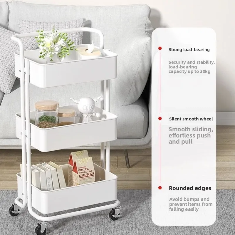 Mobile Nail Art Storage Cart with Locking Wheels for Living Room Bedroom - Household Organizer for Snacks Toys Books - Rolling S