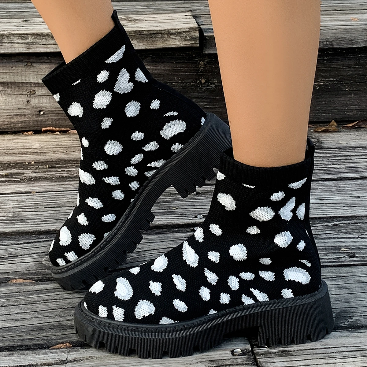 

Women's Socks Shoes 2025 Spring Autumn New Fashion Breathable Casual Wedges Platform Ankle Boots Zapatos De Mujer Goth Boots