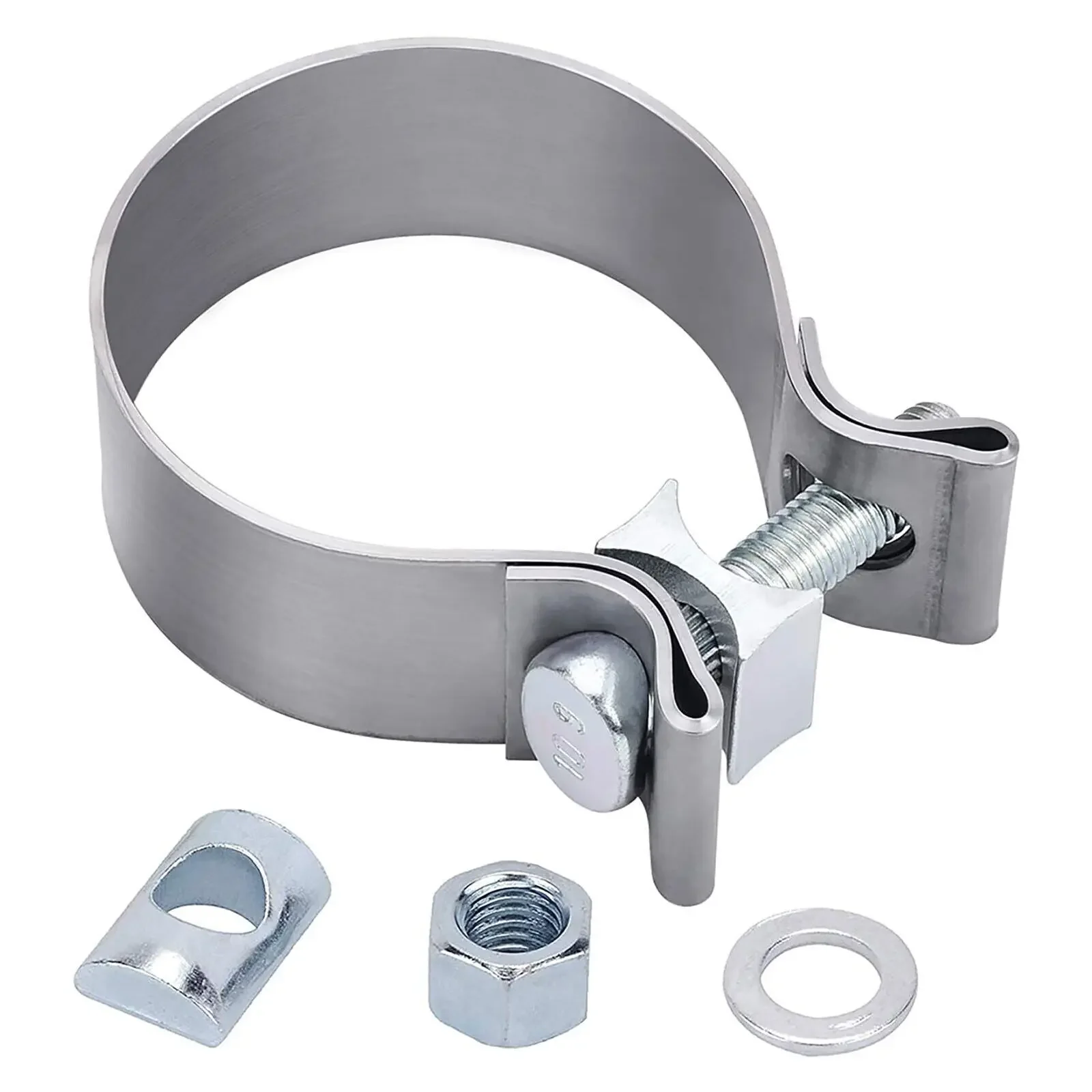 For Mufflers Catalytic Converters Silver 4pcs 2.5 Inch T409 Stainless Steel Narrow Band Exhaust Clamps Seal Band 5