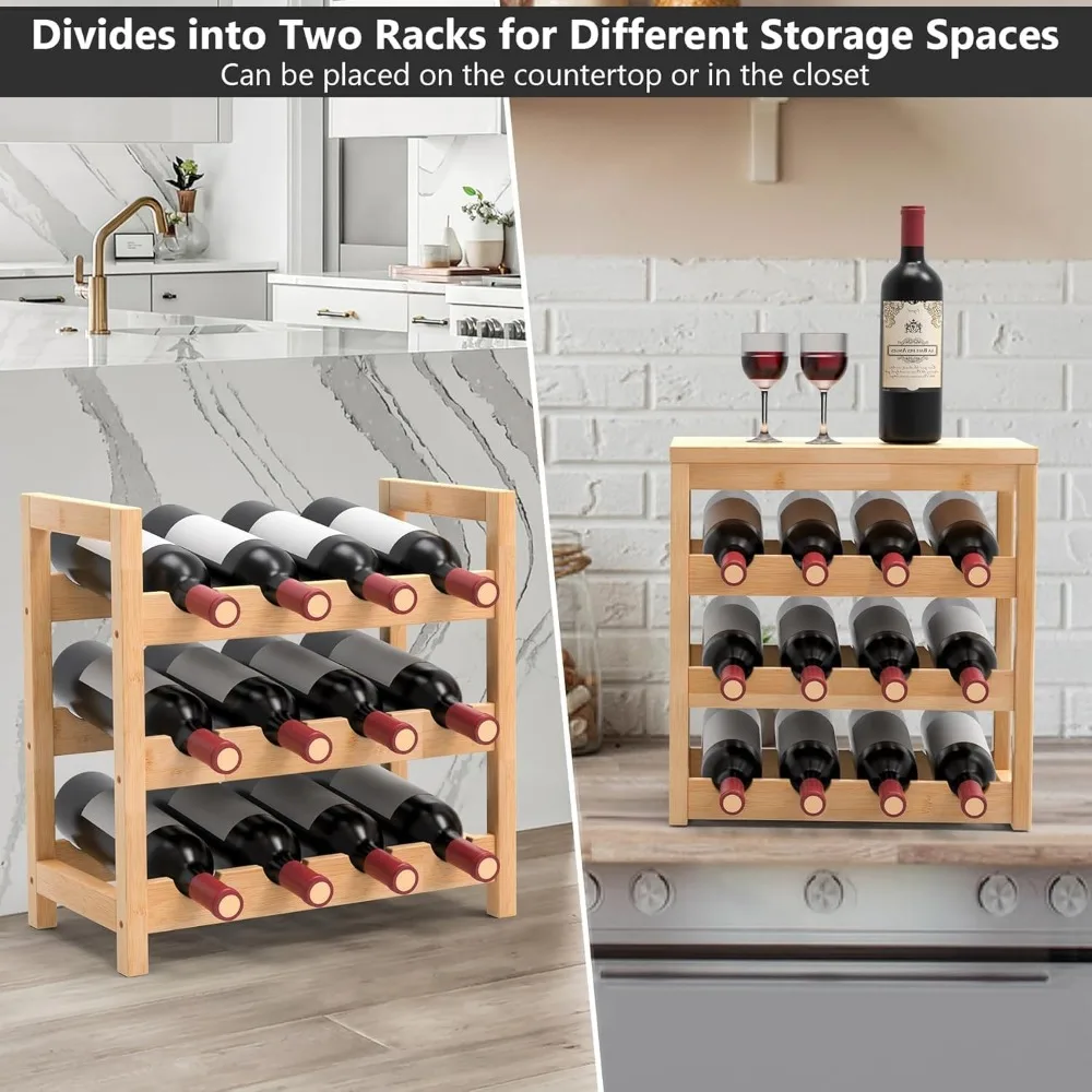24-Bottle Wine Rack Freestanding Floor, 6 Tier Wine Display Rack , Wine Storage Shelf for Kitchen Dining Room Bar