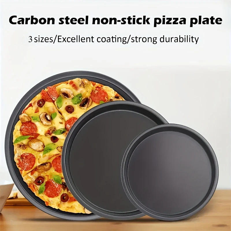 Juego de Bandejas Antiadherentes para Pizza, Bandeja Redonda de Acero al Carbono para Horno con Orificios para una Base Crujiente, Calidad Comercial