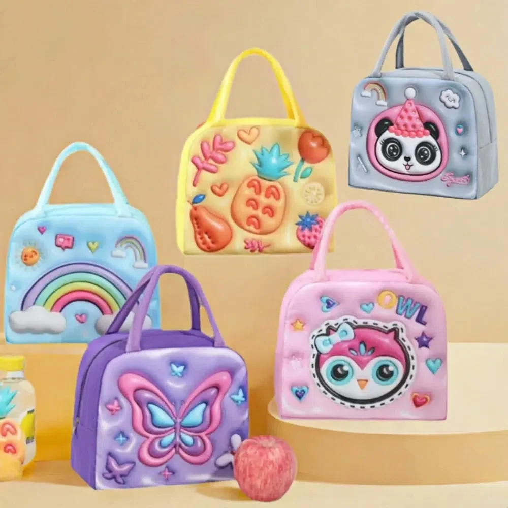 جديد ثلاثية الأبعاد للأطفال حقيبة حفظ الطعام الكرتون سميكة حقيبة عزل حراري رقائق الألومنيوم تخزين رائع حقيبة التخزين الطازجة للأطفال #1