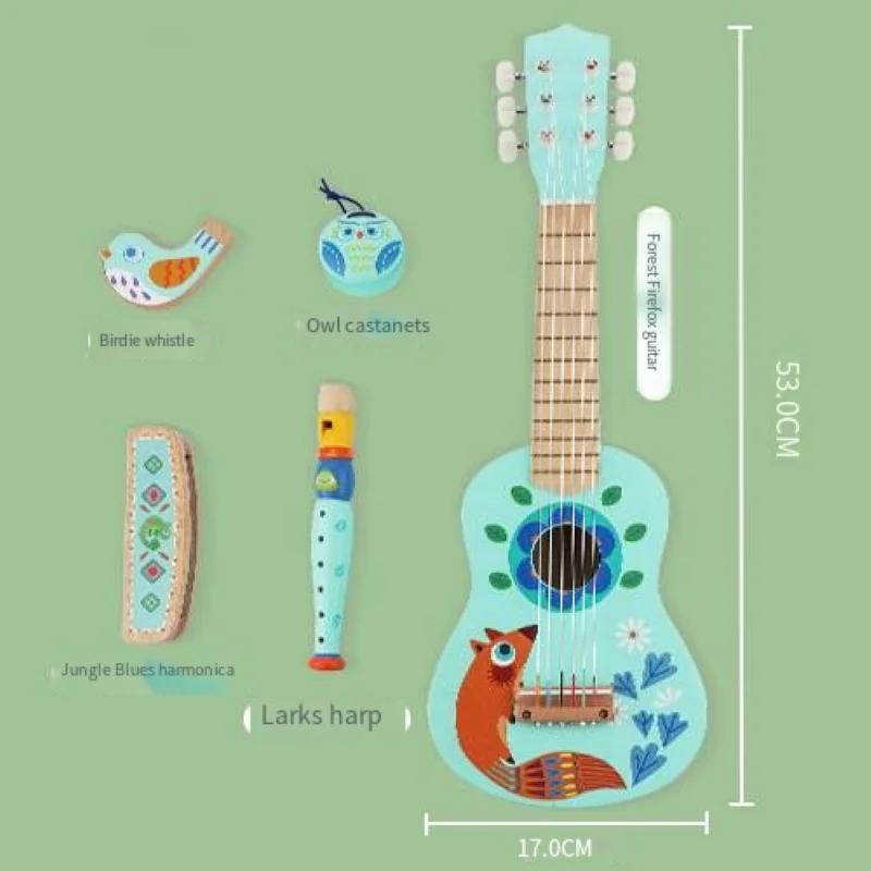 Zabawki dla dzieci drewniana symulacja Ukulele mała gitara dla dzieci drewniany Instrument zestaw muzyczna zabawka prezent urodzinowy