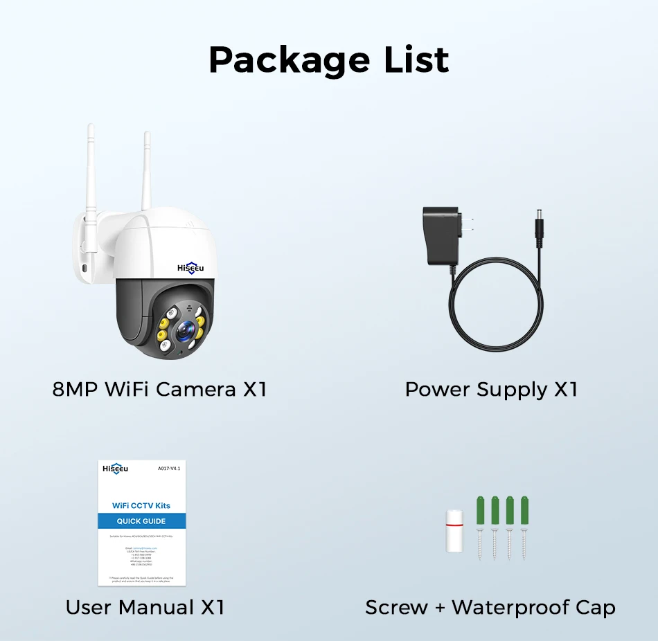 Hiseeu 4K 8MP Wifi PTZ Camera 5x Digital Zoom AI Human Detection Two-way Voice ONVIF Wireless IP Security Protection Camera