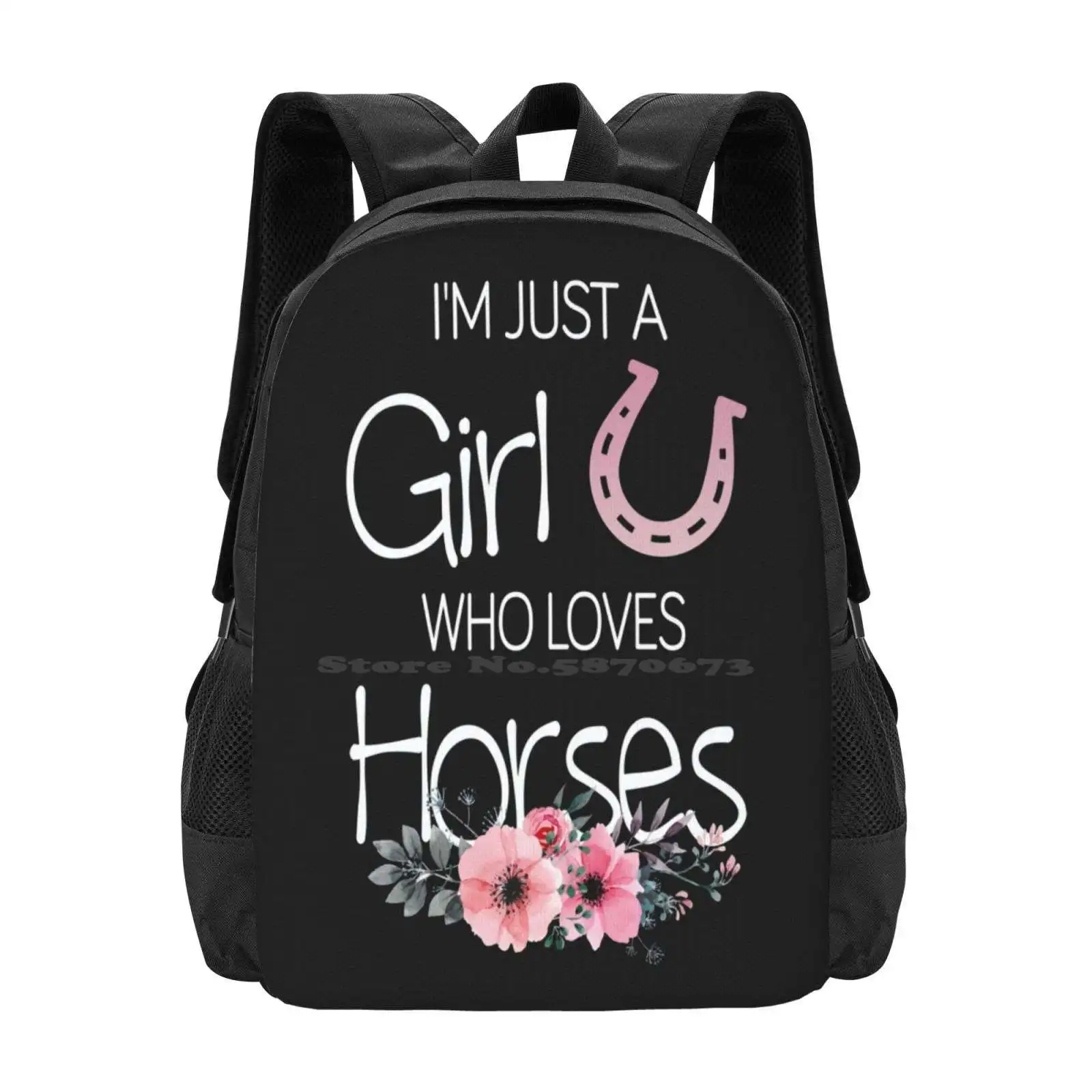 I'M Just A Girl Who Loves Horses Pattern Design Laptop Travel School Bags Horses For Sale Equestrian Horseback Riding Horse