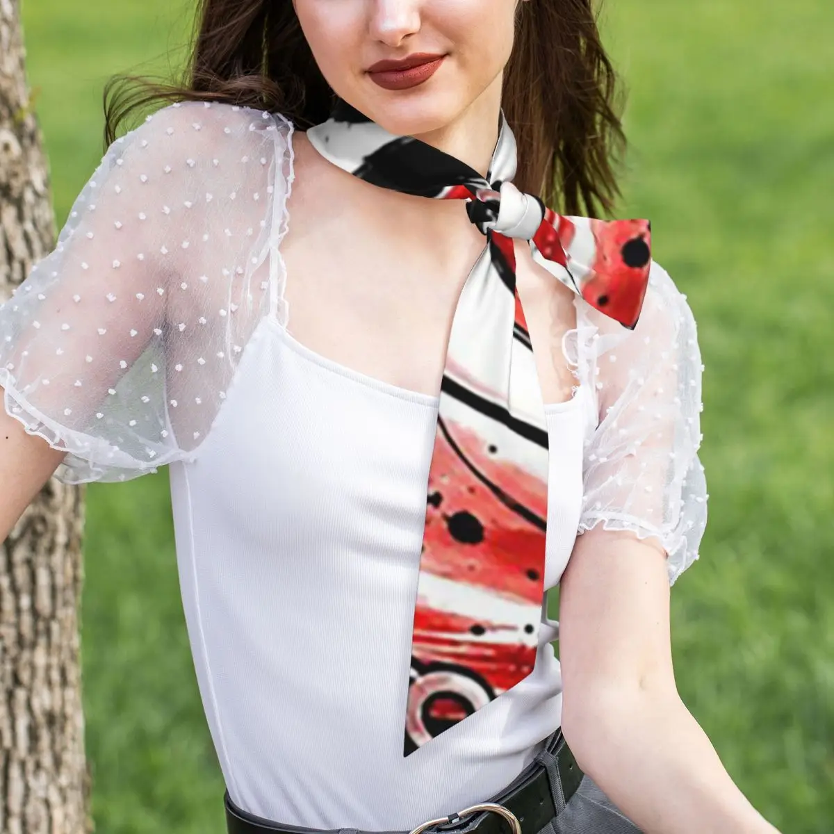 Hollow Knight White And Red Women Long Narrow Scarf Silky Skinny Scarf Multi-use Neck Head Wrap for Office Daily Party