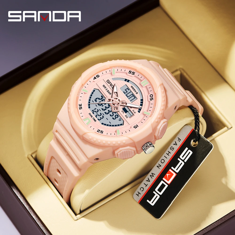 

SANDA Sports Watch for Men Women Quartz Digital Dual Display Shock Water Proof Alarm Luminous Fashion Wristwatch 12W9030