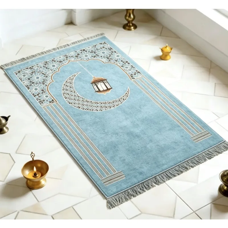 Tapis de prière islamique à motifs floraux, tapis de culte musulman facile à nettoyer, pliable, doux pour la peau et résistant à l'usure, couverture à genoux