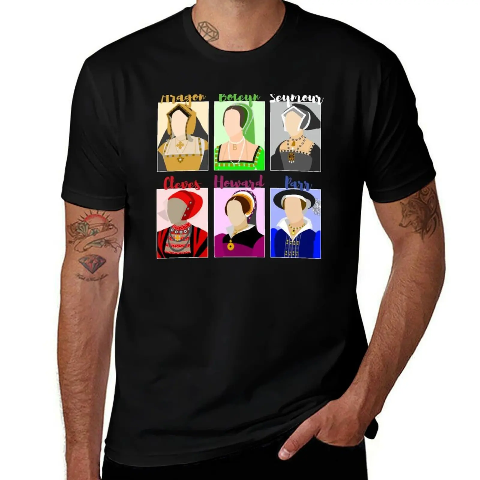 Six: The Musical Queens Portraits - Aragon, Boleyn, Seymour, Cleves, Howard, Parr T-Shirt Big Size Daily Wear T-Shirt
