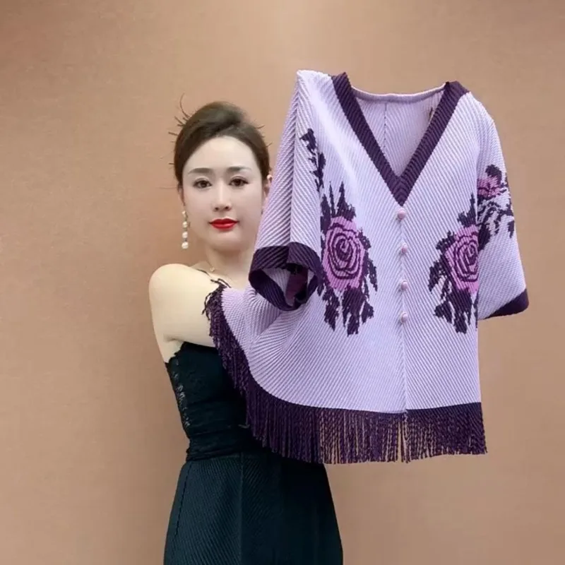 

Fashionable Tassel Mid-sleeve Knitted 2025 New Loose Casual Versatile Sweater with Western Style Design