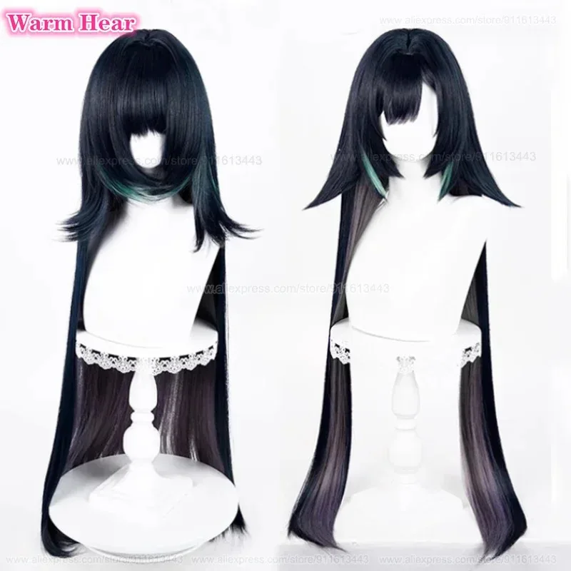 لعبة Lan Yan الاصطناعية طويلة 101 سنتيمتر مختلط الألوان مستقيم تأثيري أنيمي مقاومة للحرارة الشعر هالوين شعر مستعار للحفلات + غطاء شعر مستعار