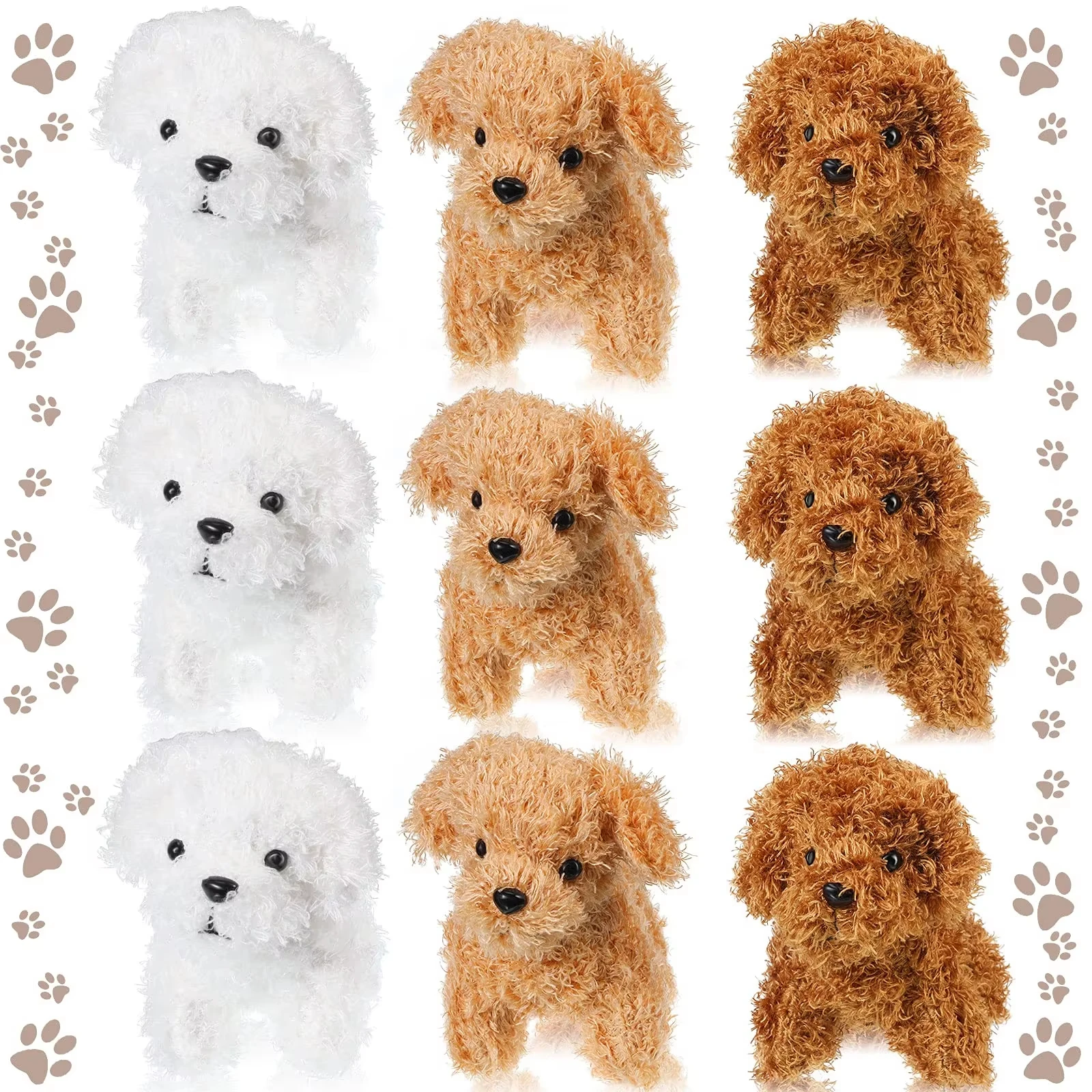 12-24PCS Teddy Hond Knuffels Gevulde Puppy Honden Zachte Poedel Pop Dier Huisdier Speelgoed voor adopteren een Puppy Feestartikelen Verjaardagscadeautjes