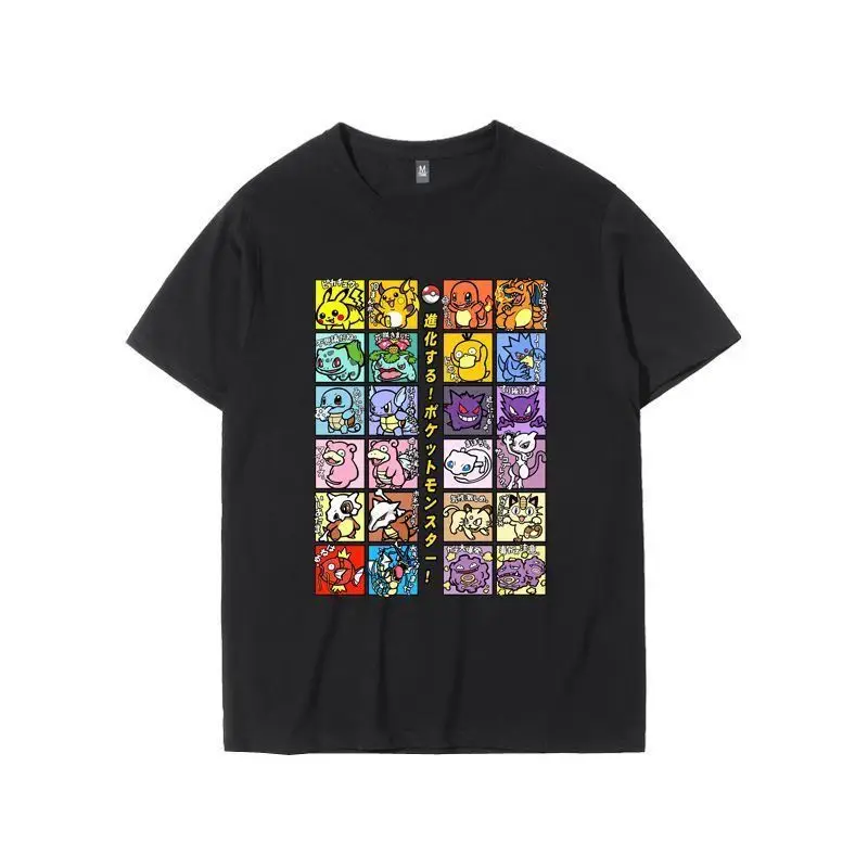 camiseta-pokemon-pocket-monster-pikachu-charmander-bulbasaur-squirtle-gengar-de-algodao-manga-curta-casual-solta-para-o-verao