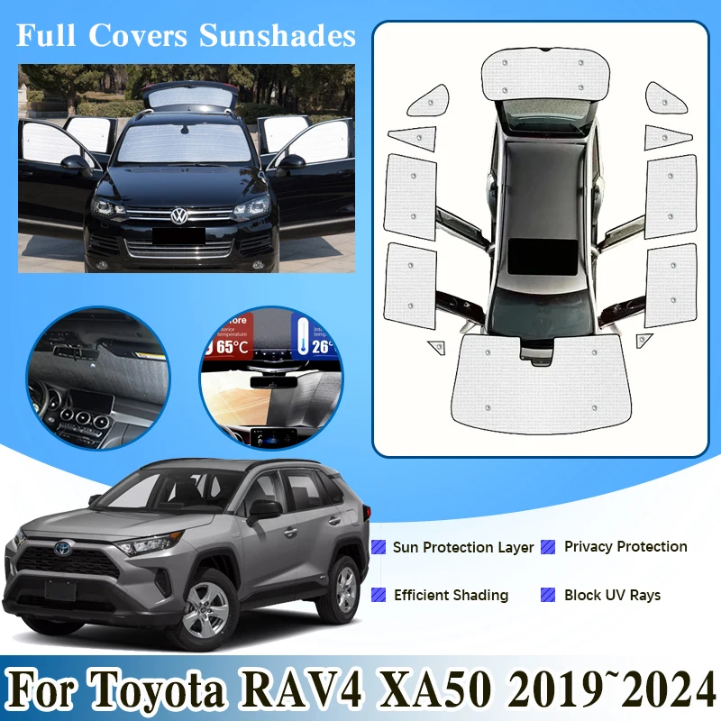 

Car Cover Sunshade For Toyota RAV4 XA50 2019~2023 2024 Full Surround Windshield Window Visor Anti-UV Protection Auto Accessories