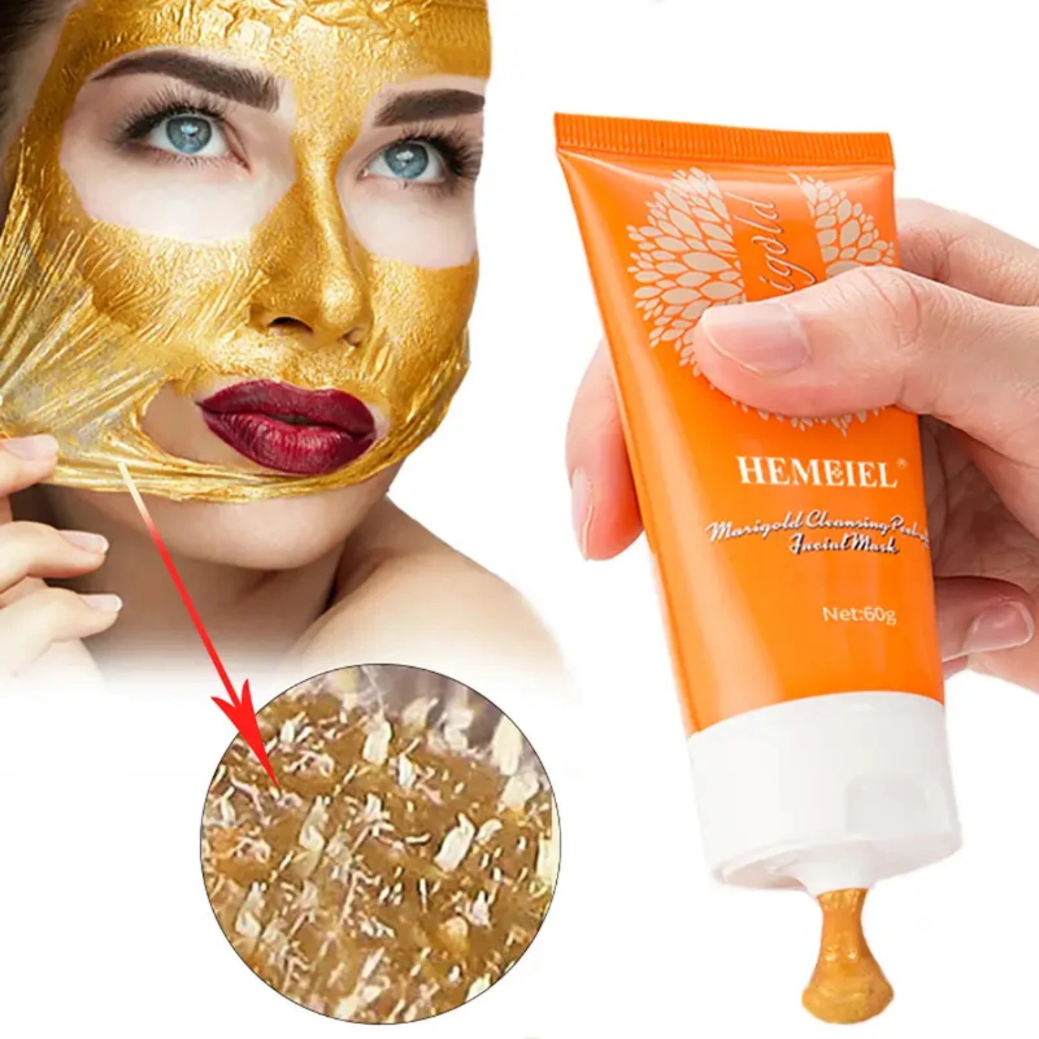 Mascarilla exfoliante de caléndula HEMEIEL de limpieza profunda, mascarilla facial exfoliante e hidratante para eliminar puntos negros para el tratamiento del acné y