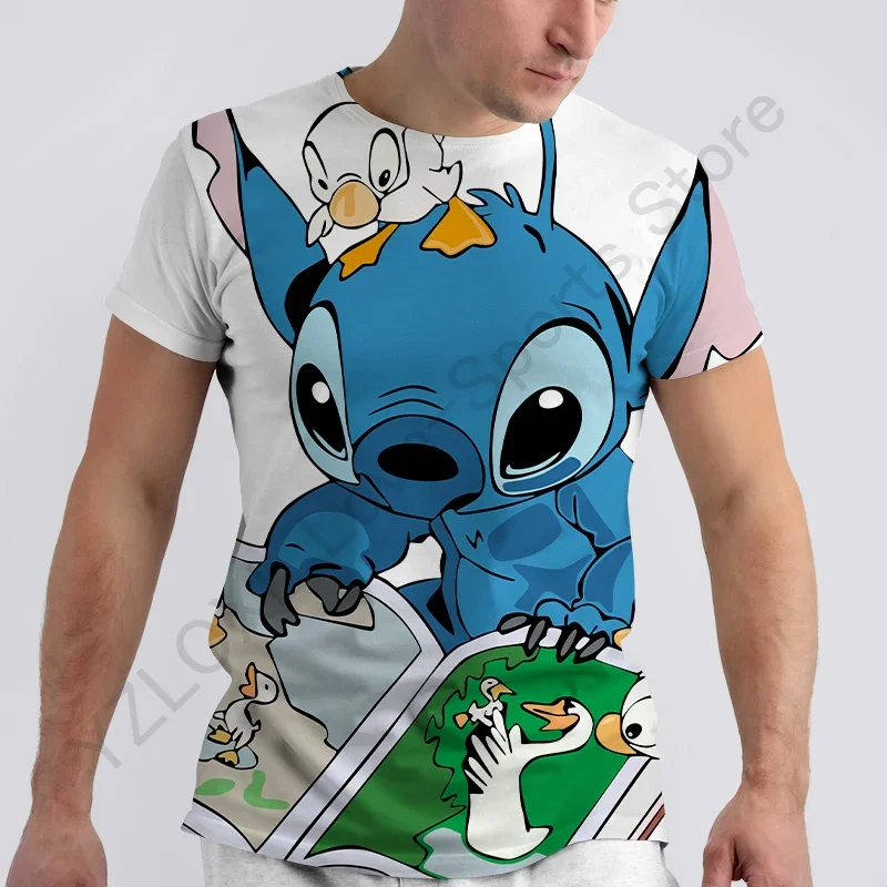 Disney Boy Girl T-shirt MINISO Children's T-shirt 3D Printing Stitch Short Sleeve Summer Men's T-shirt Oversized Men's Wear