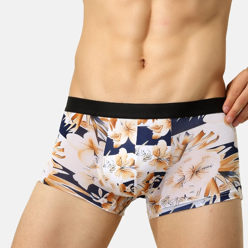 ملابس داخلية للرجال الملاكمين الرجال الحرير الجليد أسفل السراويل الملاكم السراويل الرجال مشروط ملف شخصية ساو الصيف رقيقة تنفس