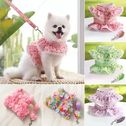 Ropa para mascotas Correa para el pecho del perro, patrón floral, encaje, gato, pétalo, suministros para mascotas