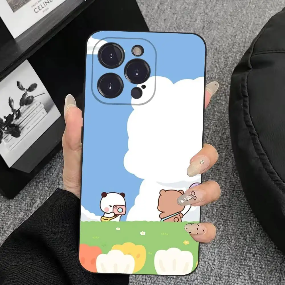 Bonita funda de teléfono BuBu DuDu para iPhone 16,15,14,13,12,11 Plus,Pro Max, XS, X, XR, SE, Mini, 8,7, funda negra de silicona suave