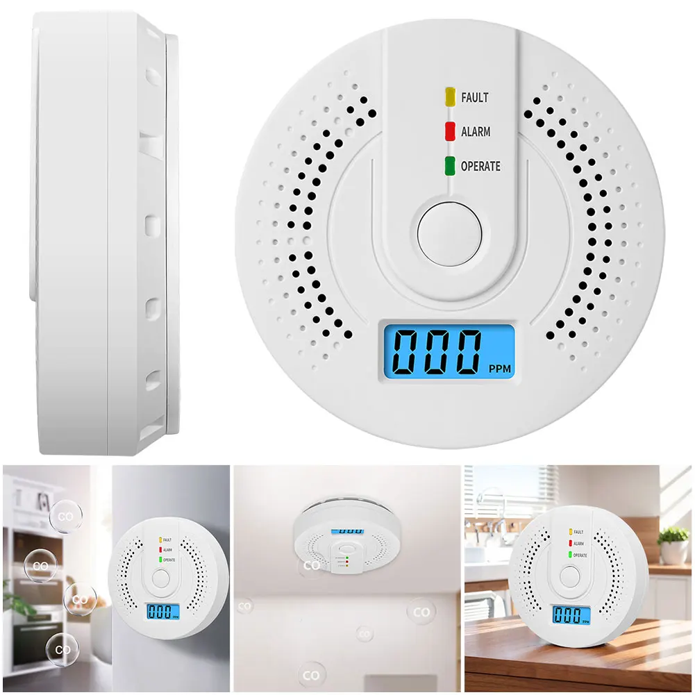 Carbon Monoxide Detector Alarm Sound Warning LCD Digital Display Carbon Monoxide Sensor Portable CO Monitor Battery Powered（NO）