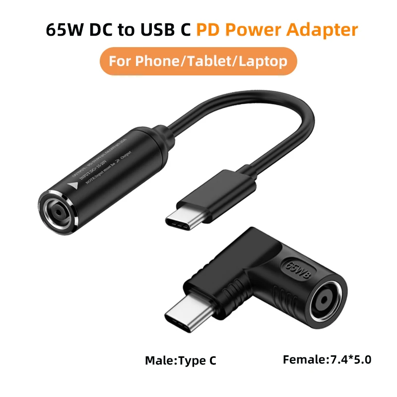 65W USB C Adapter Type C to 7.4*5.0mm PD Power Adapter Converter USB C Male to DC Female Connector for MacBook huawei Xiaomi