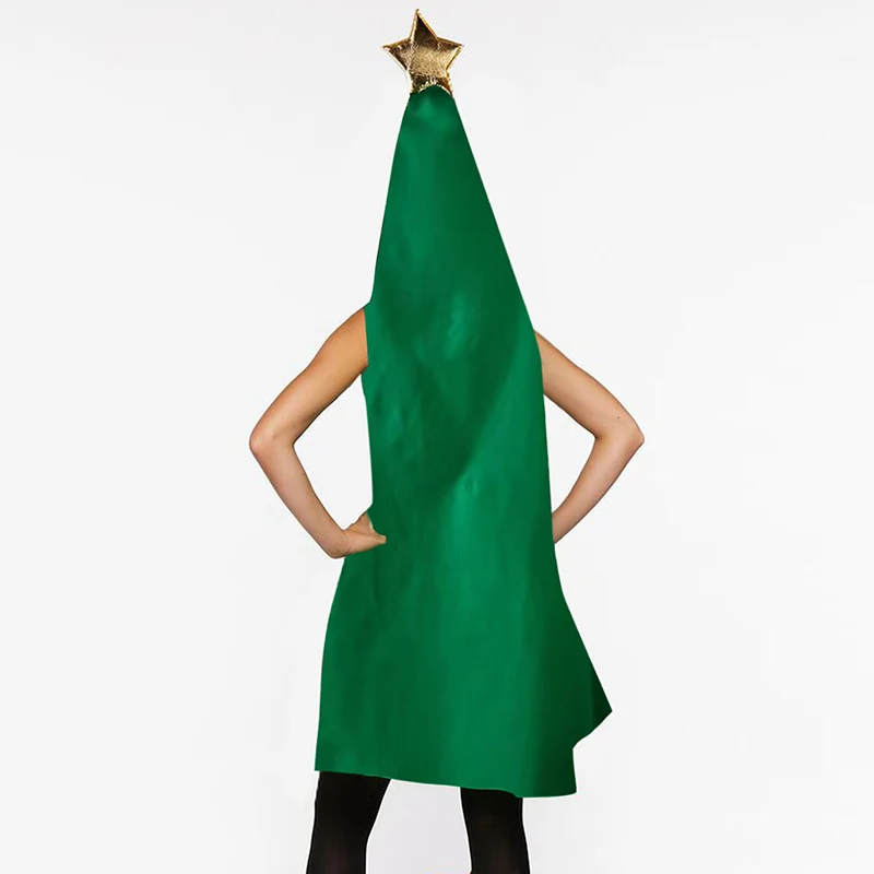 Christmas Tree Costume for Adults Women Mens Christmas Overall With Plush Ball Tinsel Outfits Funny Christmas Cosplay Party Prop