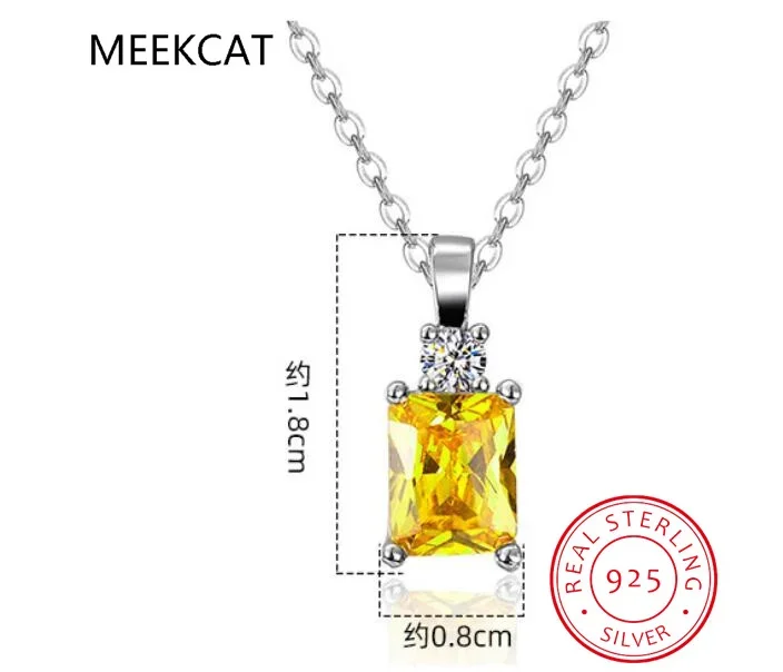 100% 925 Sterling Silver 9*10mm Yellow Ice Cut Topaz High Carbon Diamoind Pendant Necklace For Women Party Fine Jewelry