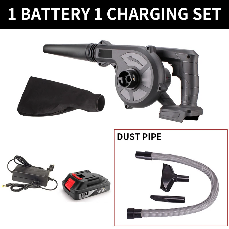 2 In 1 Wireless Air Blower Vacuum Cleannig Cordless Air Blowing Gun Strong Suction Dust Collector For Home Car 21V Battery