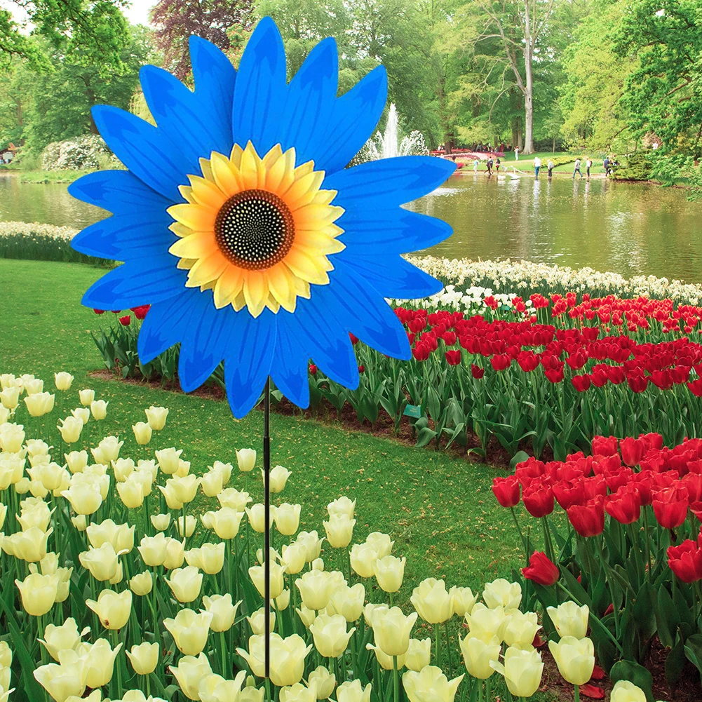 Colorful Rotating Sunflower Windmill Garden Decor