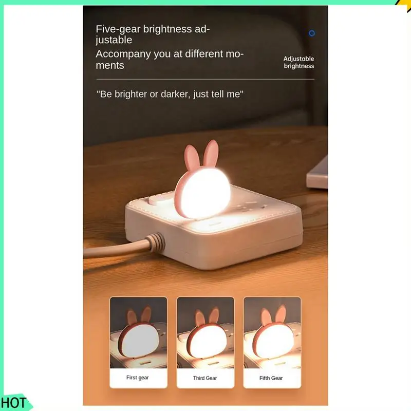 

AWAH 2 шт. USB-лампа для чтения, мини-ночник с кроликом, 3-цветная настольная лампа Smart Voice для спальни, детской комнаты, розовый + белый, простой в использовании