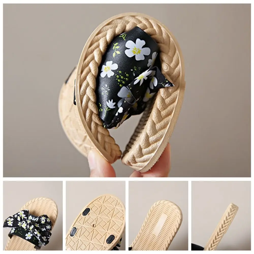 ファッション花ちょう結びビーチスリッパフラットノンスリップ花サンダル女性甘いボヘミア休暇海辺スリッパ女の子