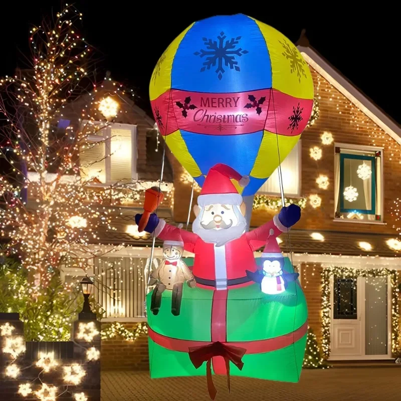 Christmas Decoration Inflatable Toys Hot Air Balloon Santa Claus with LED Light 2.7M Inflatable Model Indoor Outdoor Decor