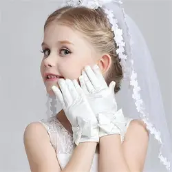 Guantes para niños niñas cortos blancos niños Bowknot estudiante rendimiento ceremonia adorno Accesorios