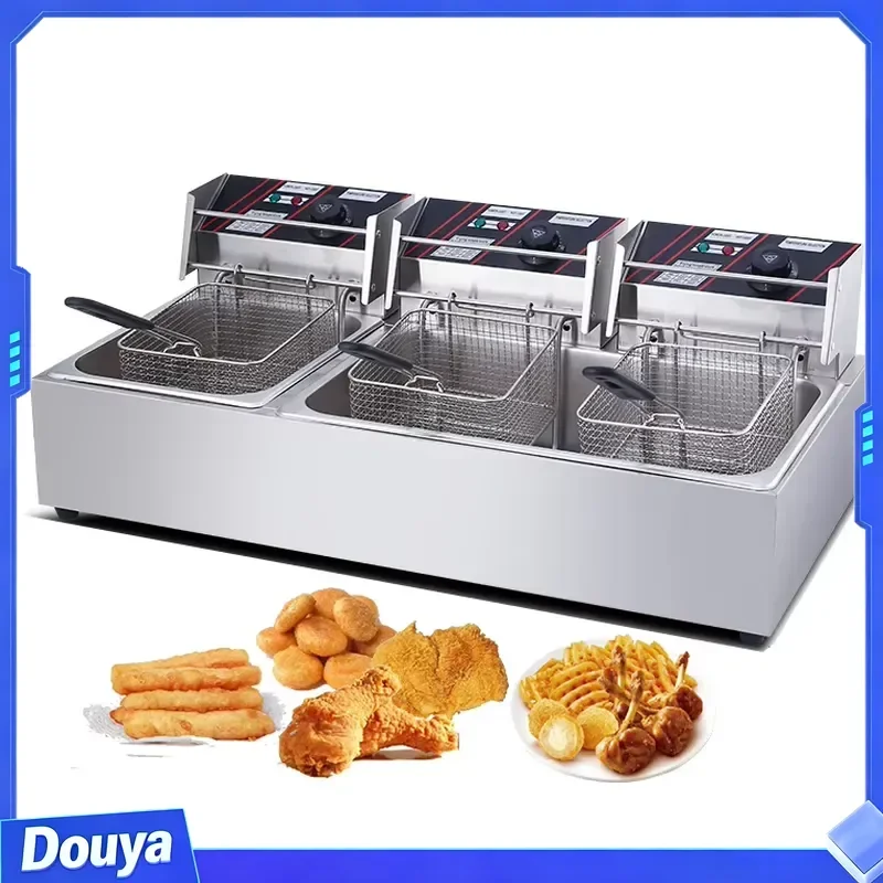 Commercial Automatic Deep Fryer, 10L/20L/30L Stainless Steel Electric/ Oil Fryer for Fried Chicken Potatoes in Restaurant