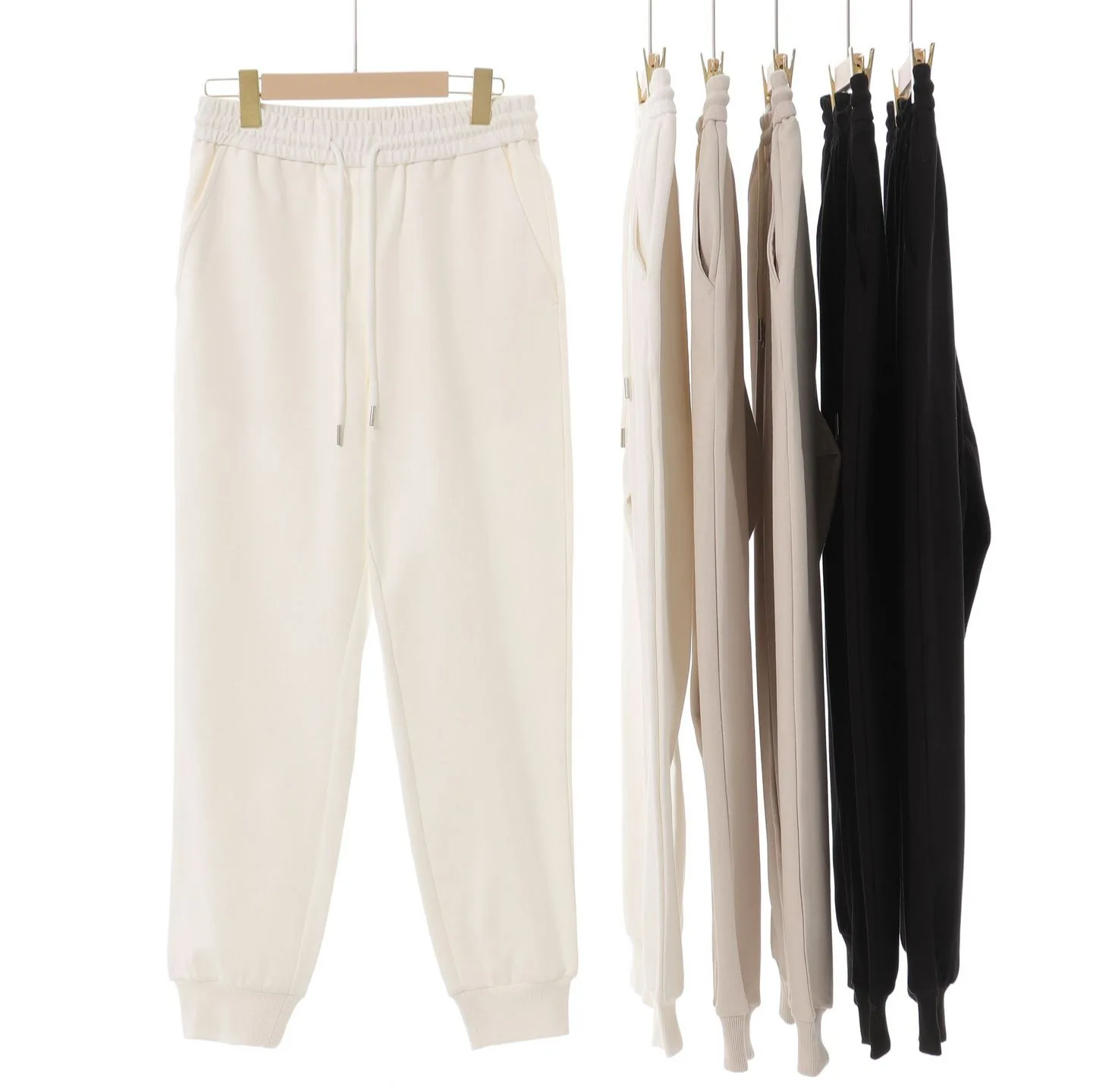 

Весна-Осень 2024, новые модные мужские простые базовые повседневные модные однотонные свободные брюки на шнурке, мужская одежда, спортивные брюки