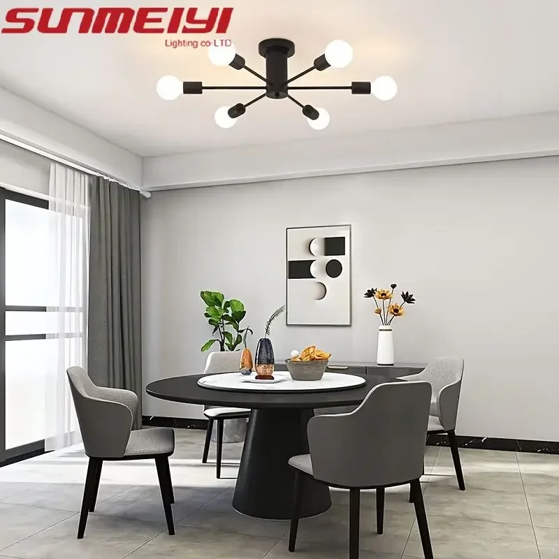 الشمال الحد الأدنى الحديثة جو غرفة المعيشة غرفة الطعام الثريا غرفة نوم غرفة الضيوف فرع الحديد LED تجهيزات ضوء السقف