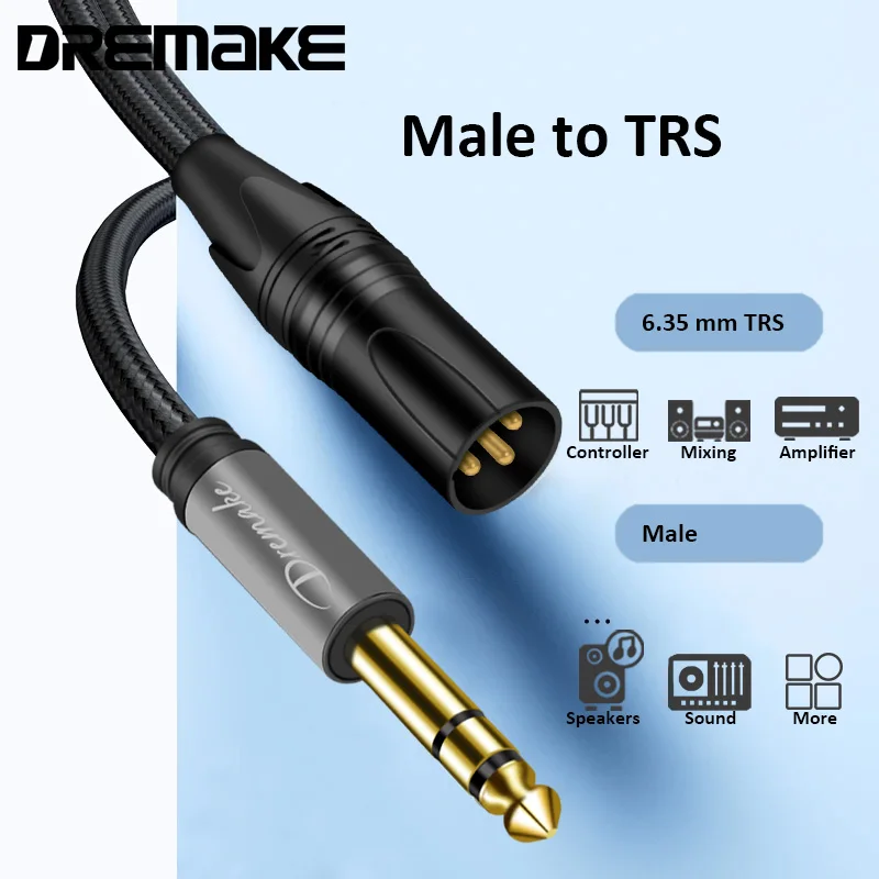 XLR-3Pin Male to 6.35mm TRS 1/4 Inch Stereo Jack to XLR Audio Cable Cord for Microphone Home Theater Devices Speaker Amplifier