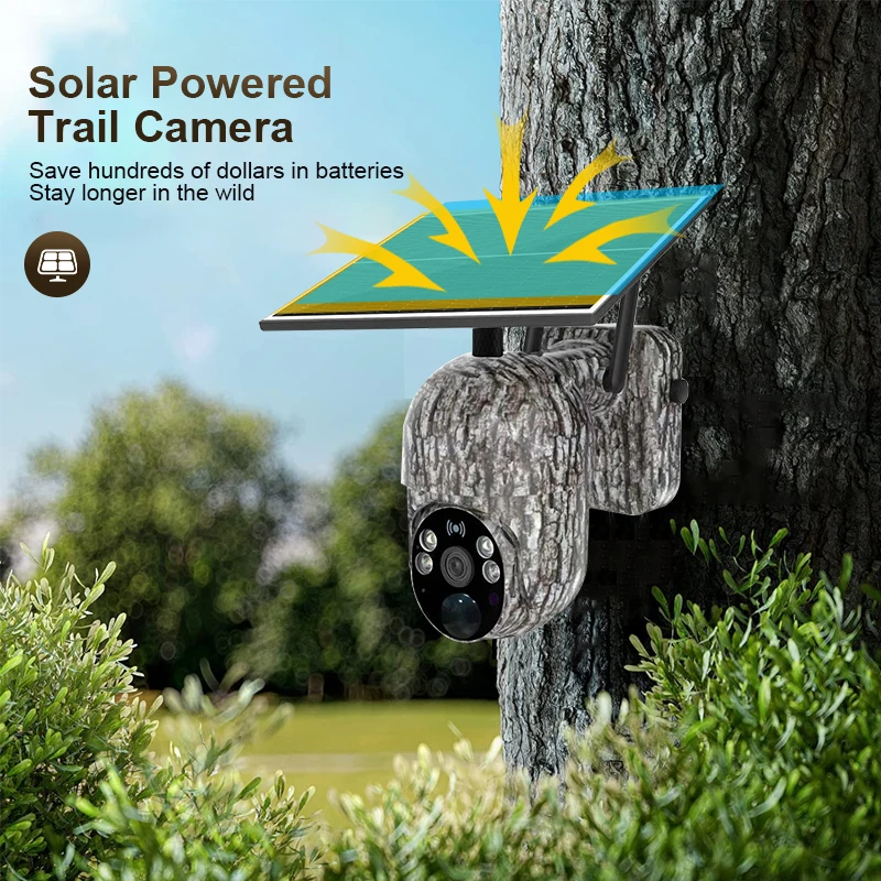 Outdoor Hunting Trail Solar Panel Camera Night Vision Game Trap Video Photo Recording Cam Wildlife Observe Monitoringcamera