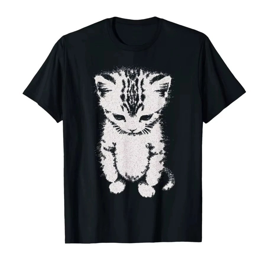 Camiseta de moda con diseño de gato triste, meme divertido de gatito llorón, estilo Munchkin, para hombre y mujer, 100% algodón, estilo Harajuku, talla grande.