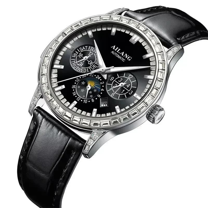 ailang-8176-men's-automatic-mechanical-watch-waterproof-stainless-steel-strap-with-month-and-week-display-business-wristwatch