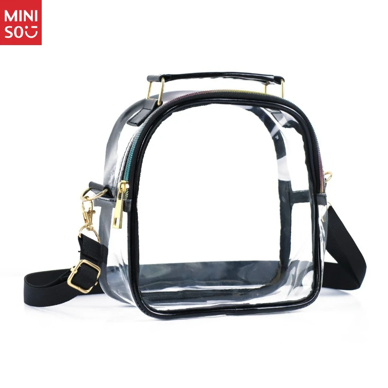 Miniso Clear Bag with Colorful Zippers, Trendy Shoulder & Crossbody Purse