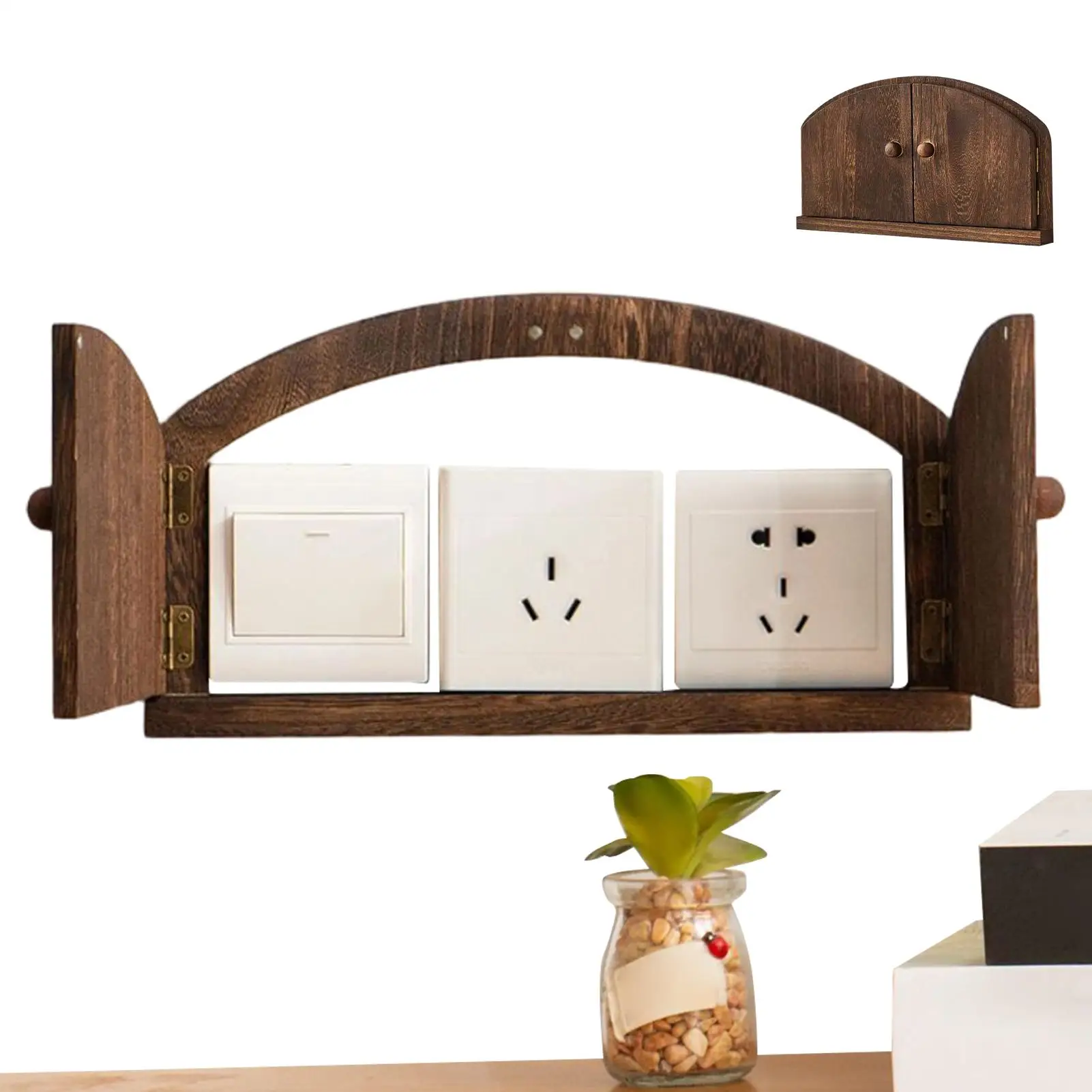 Fairy Door Socket Cover Board Baby Protection Socket Cover Decorative Wooden Outlet Covers Wall Plate Child Proof Outlet Cover