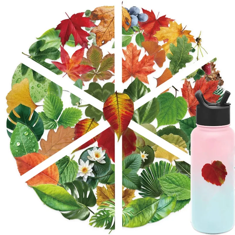 50 قطعة من ملصقات تزيين جرافيتي إبداعية على شكل أوراق شجر كرتونية مخصصة للحيوانات الأليفة